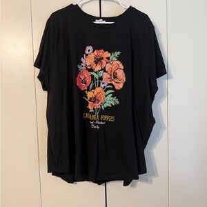 Maurices Black Tee with Colorful Floral Design